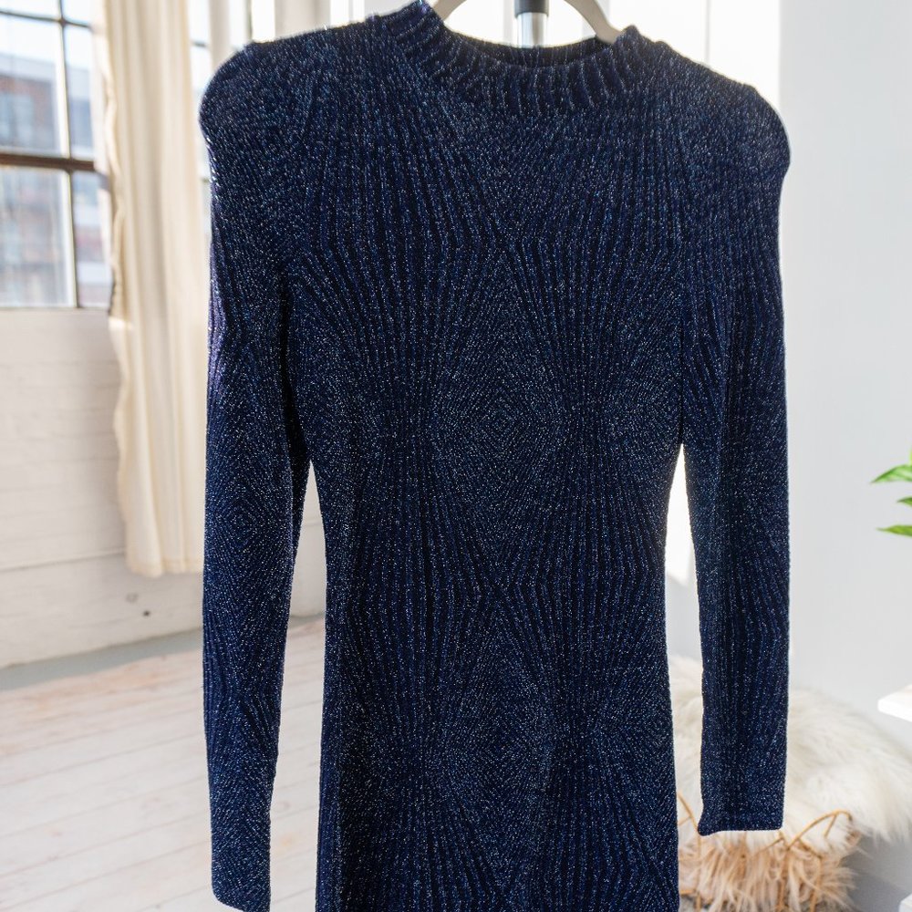 Blue Sparkly Long Sleeve Dress